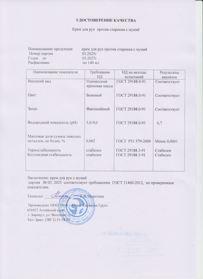 Паспорт №032025